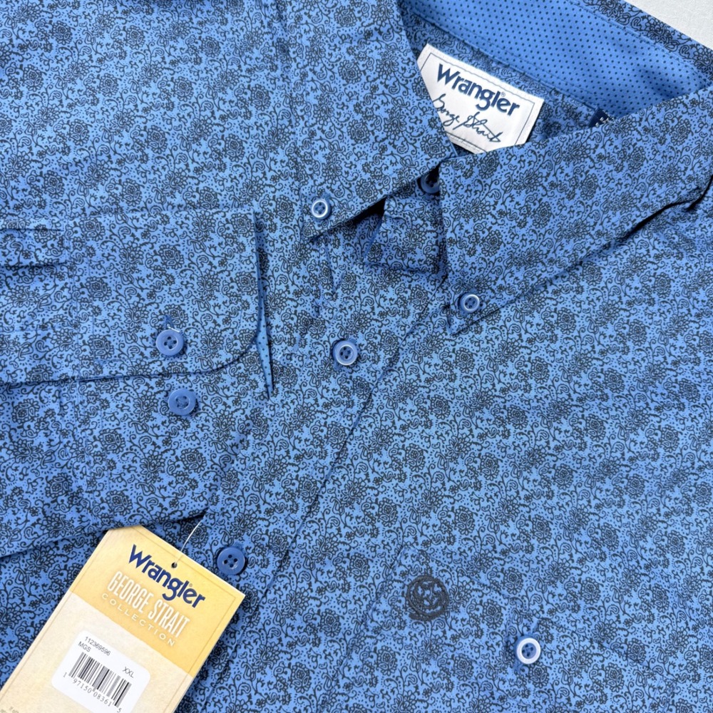 New Wrangler George Strait Collection Mens Shirt XXL Blue‎ Paisley Button Down